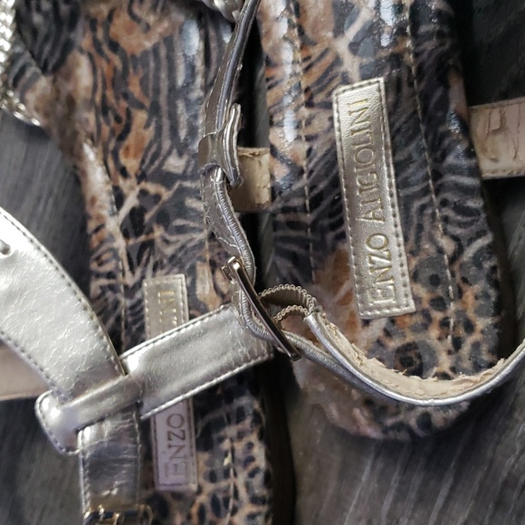 Enzo Angiolini Eatriton Thong Full Support Back Strap Gold Woven Sandals Sz 9.5 - Picture 7 of 10